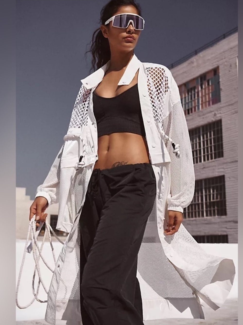Free People Under The Sea Mesh Maxi Parka convertible